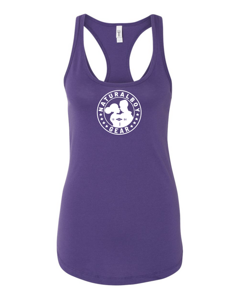 NaturalBoy Gear® - Branded CC Fit Ladies Racerback Tank Purple White