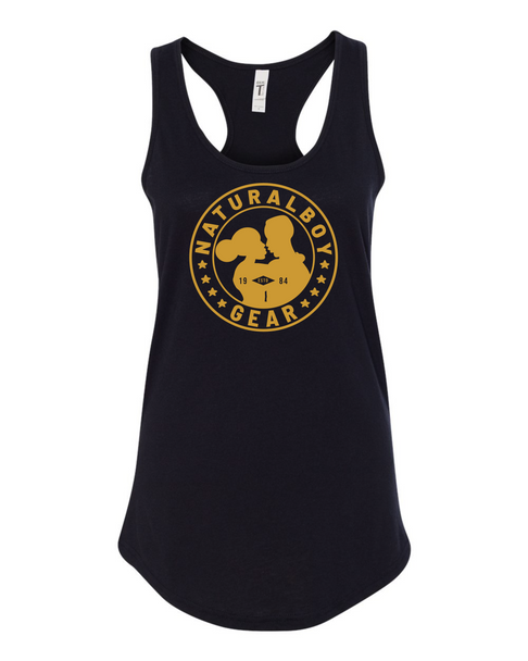 NaturalBoy Gear® - Branded FC Fit Ladies Racerback Tank Black Gold