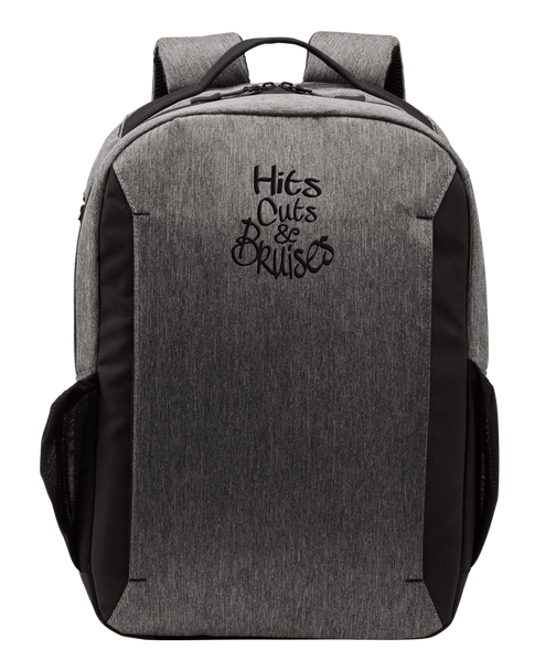 Hits, Cuts & Bruises Podcast - HCB Branded Canvas Backpack Grey Heather Black Front