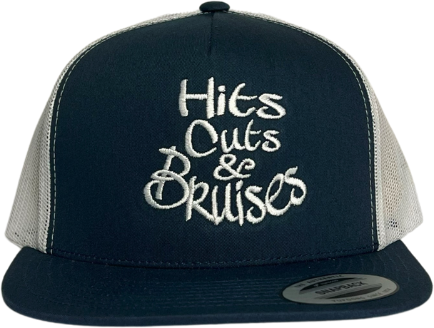 Hits, Cuts & Bruises Podcast - HCB Branded Trucker Hats Navy, White, White