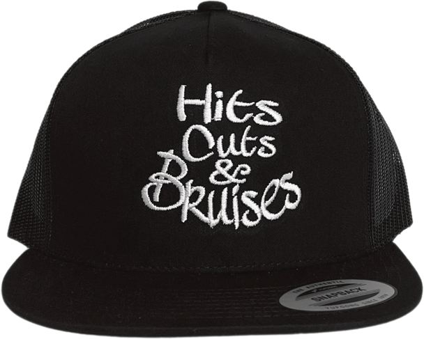 Hits, Cuts & Bruises Podcast - HCB Branded Trucker Hats Black, Black, White