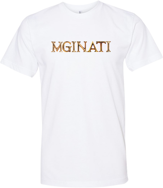 Mginati Brand | MGINATI Gold Plated - White Crew Unisex Tee Front
