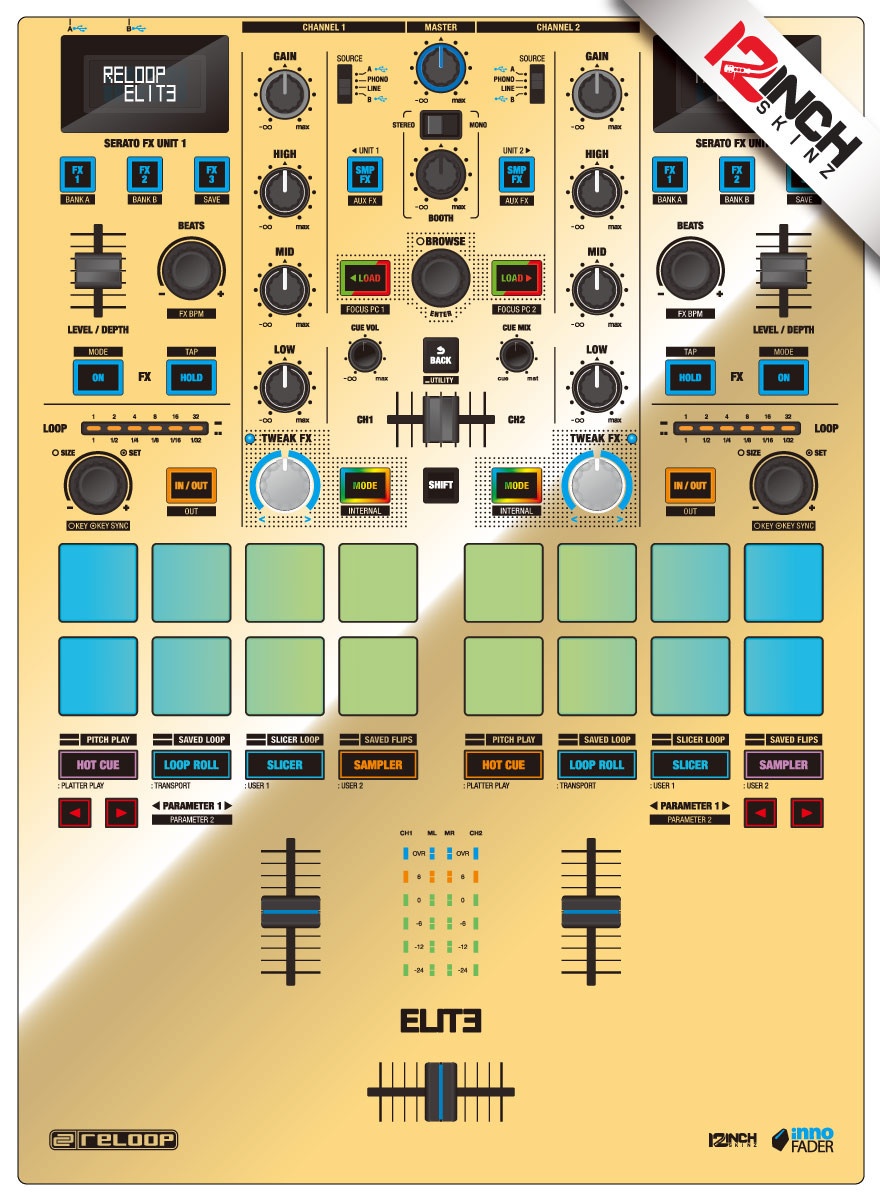 InnerSkin AMP REJUVENATE ONE ルル Reloop Elite Skinz - Metallics - 12inchSkinz