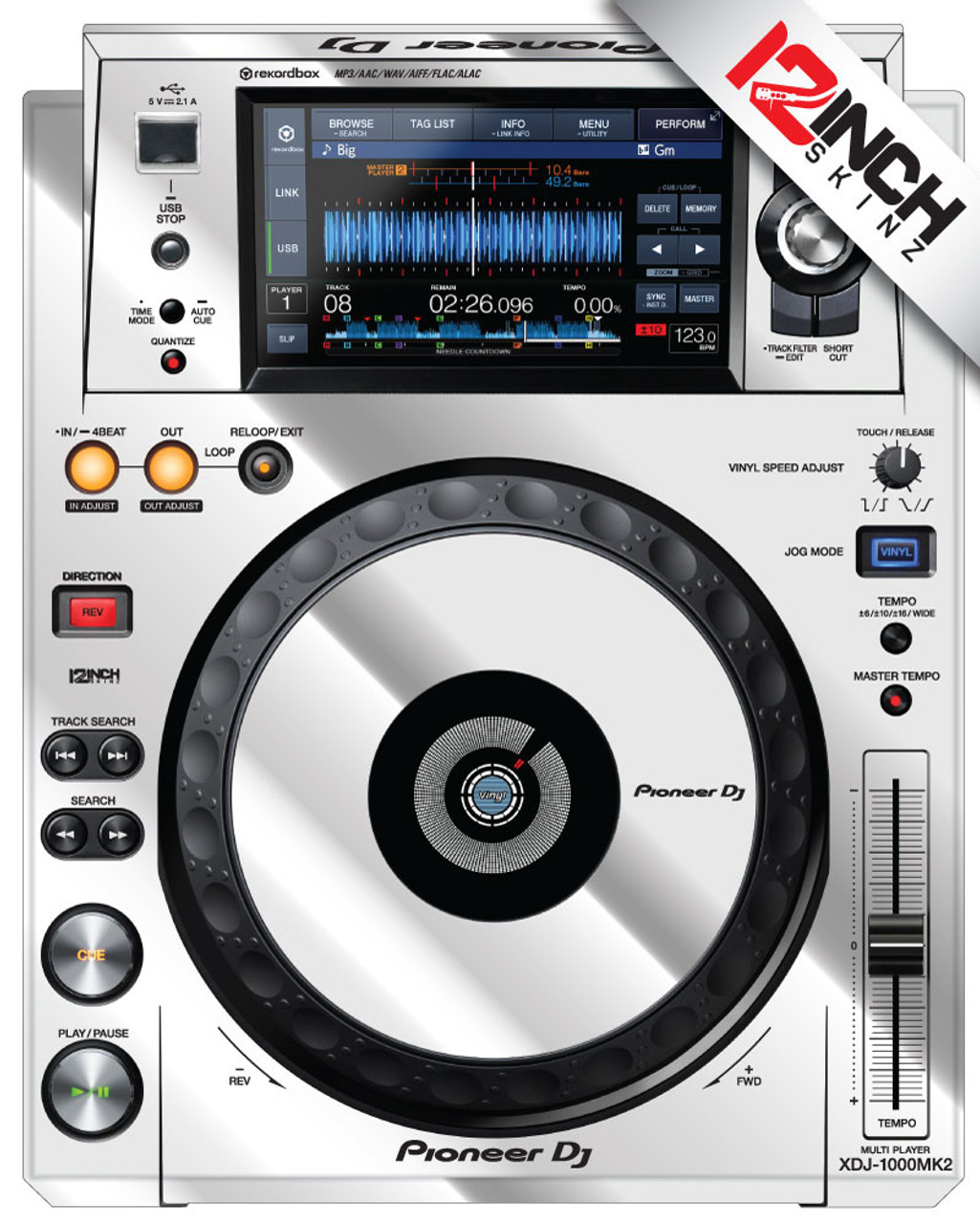 Pioneer XDJ-1000 MK2 Skinz (PAIR) - Metallics