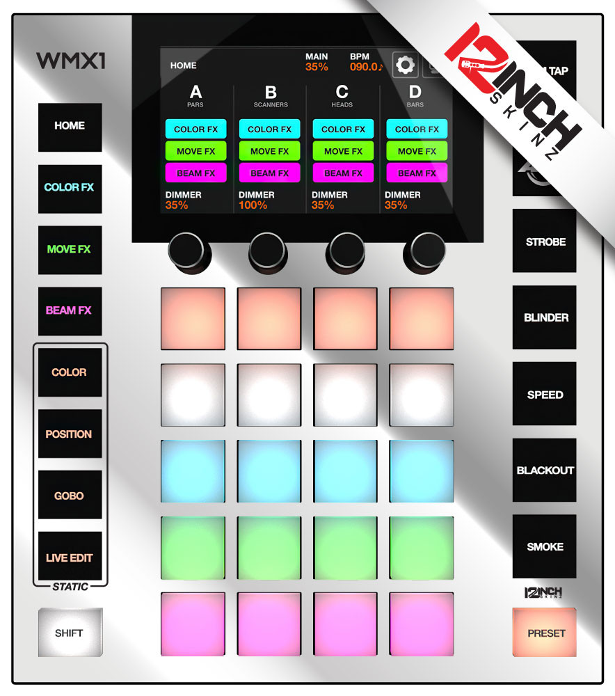 American DJ Wolfmix WMX1 (MK1 & MK2) Skinz - Metallics - 12inchSkinz