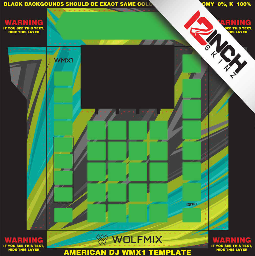 American DJ Wolfmix WMX1 (MK1 & MK2) Skinz- CUSTOM - 12inchSkinz