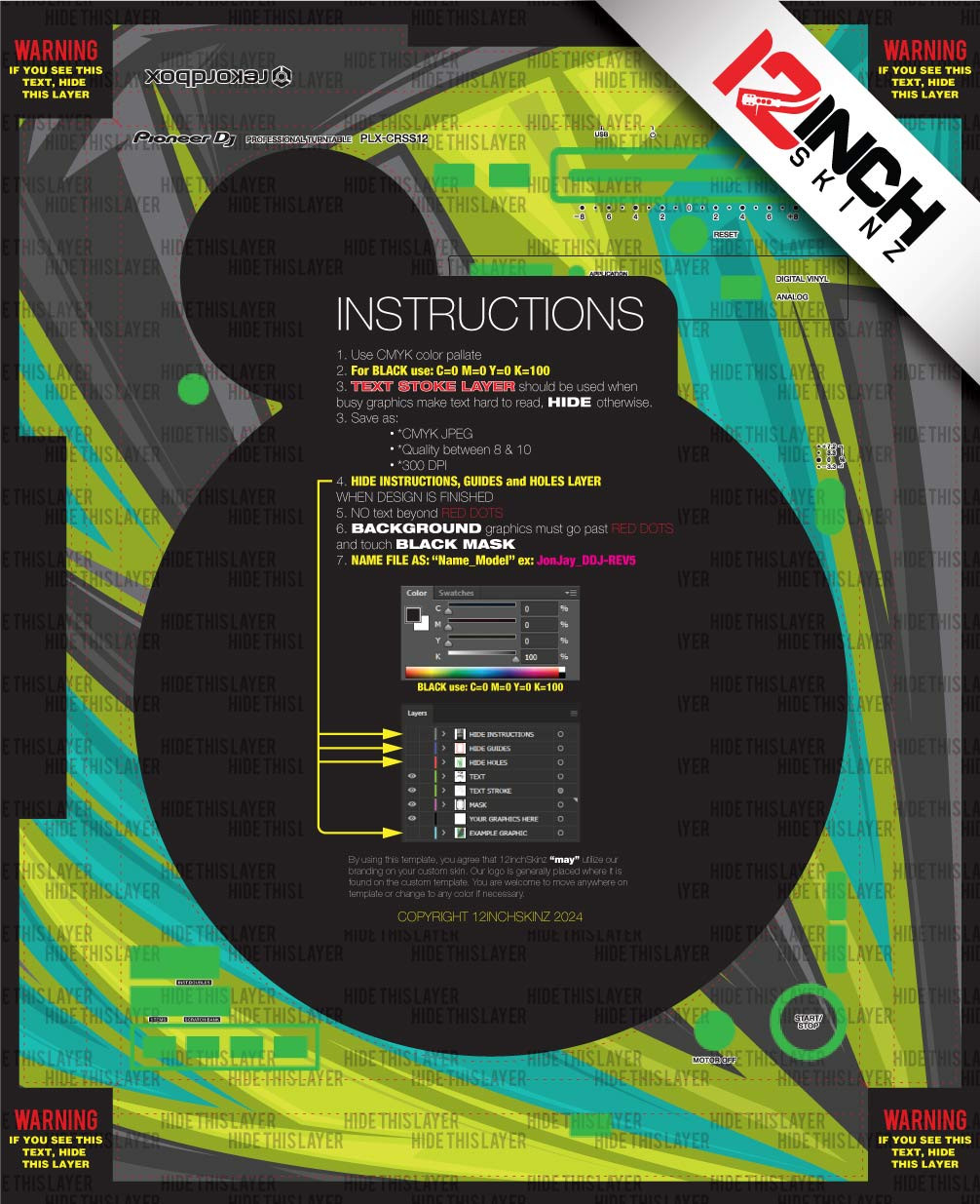 Pioneer PLX-CRSS12 Adhesive Skinz (SINGLE) - Custom - 12inchSkinz