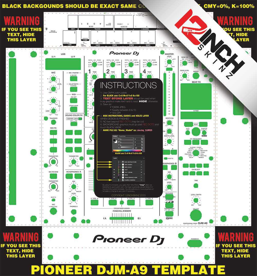 まさーみんページ Pioneer DJM-A9 Skinz - Custom (ADHESIVE) - 12inchSkinz