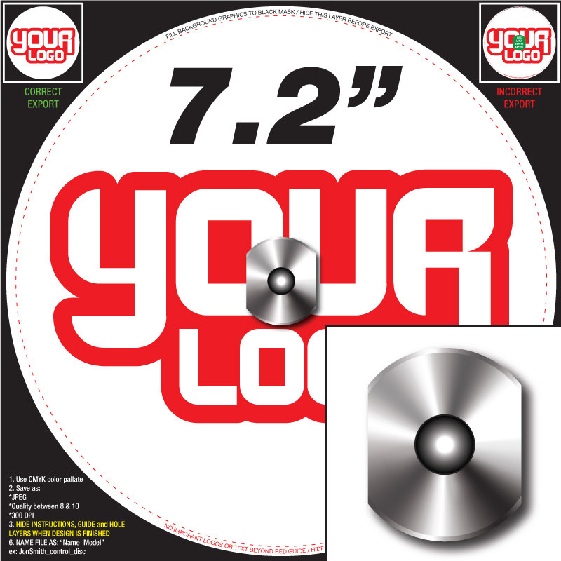 Control Disc System (SINGLE) for Numark V7 / NS7 - CUSTOM 7.2