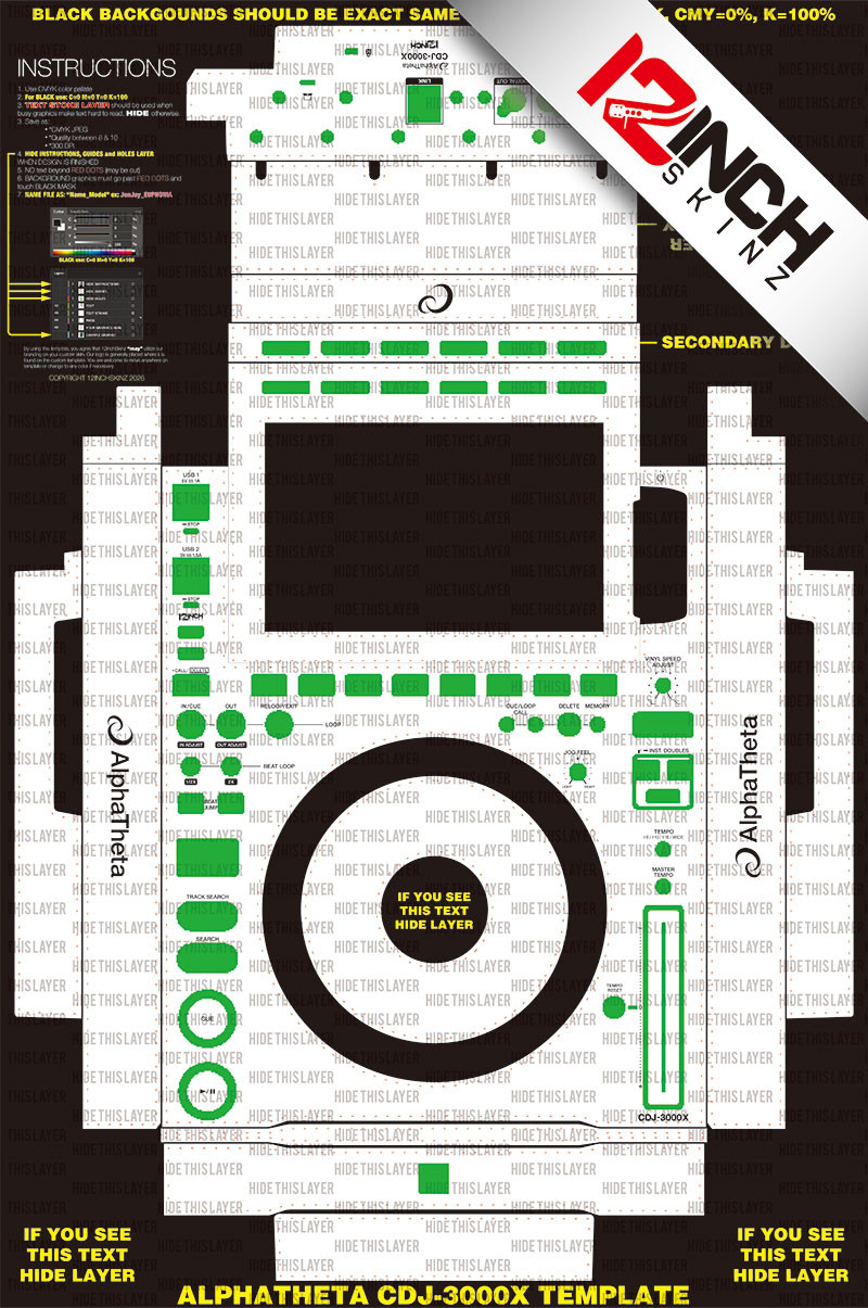 テンカウント AlphaTheta CDJ-3000X Skinz (SINGLE) - Custom - 12inchSkinz