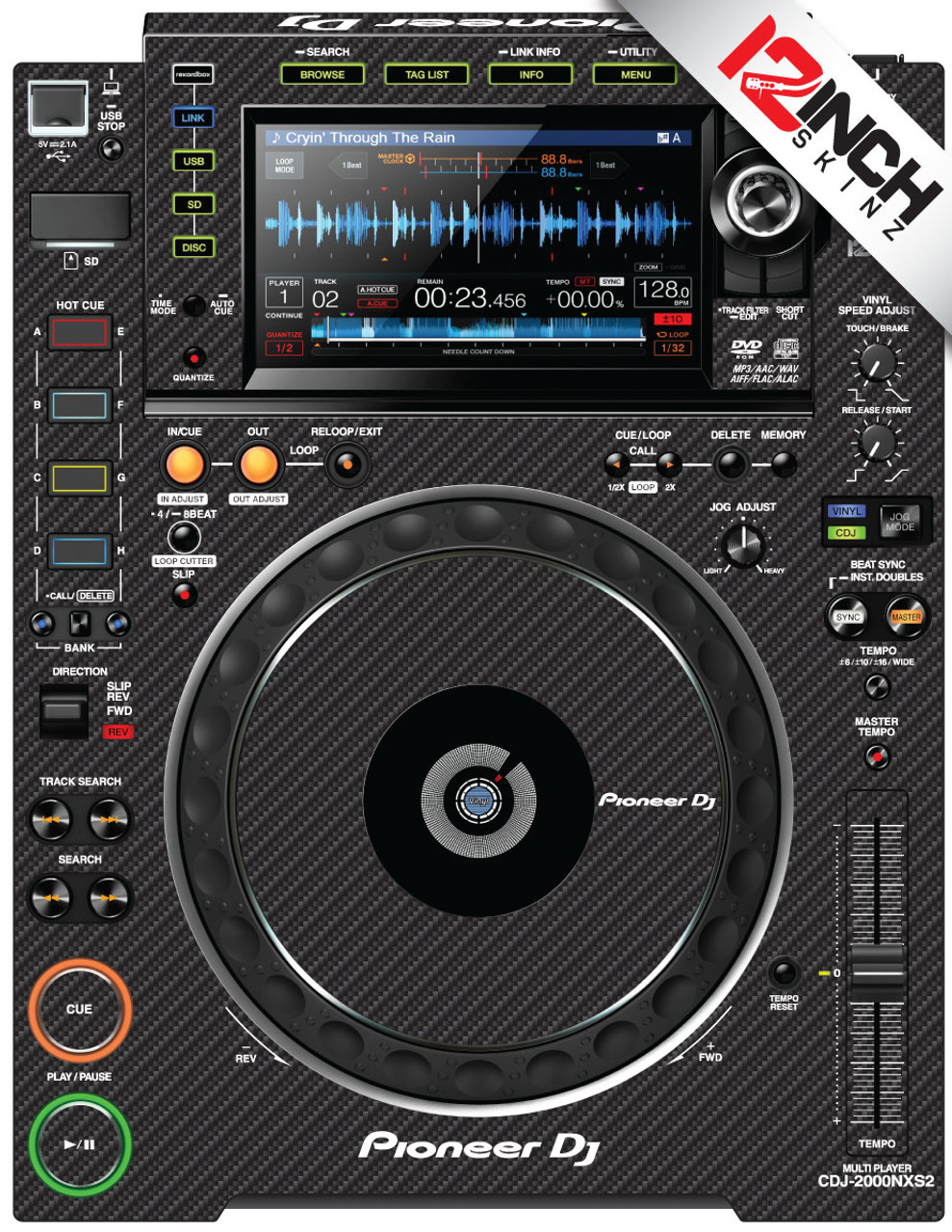 Pioneer CDJ-2000NXS2 Skinz (PAIR) - Carbon Fiber