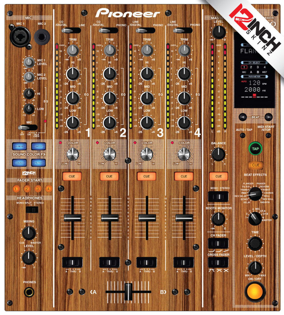 Pioneer DJM-800 Skinz - Woodgrain (hydro)