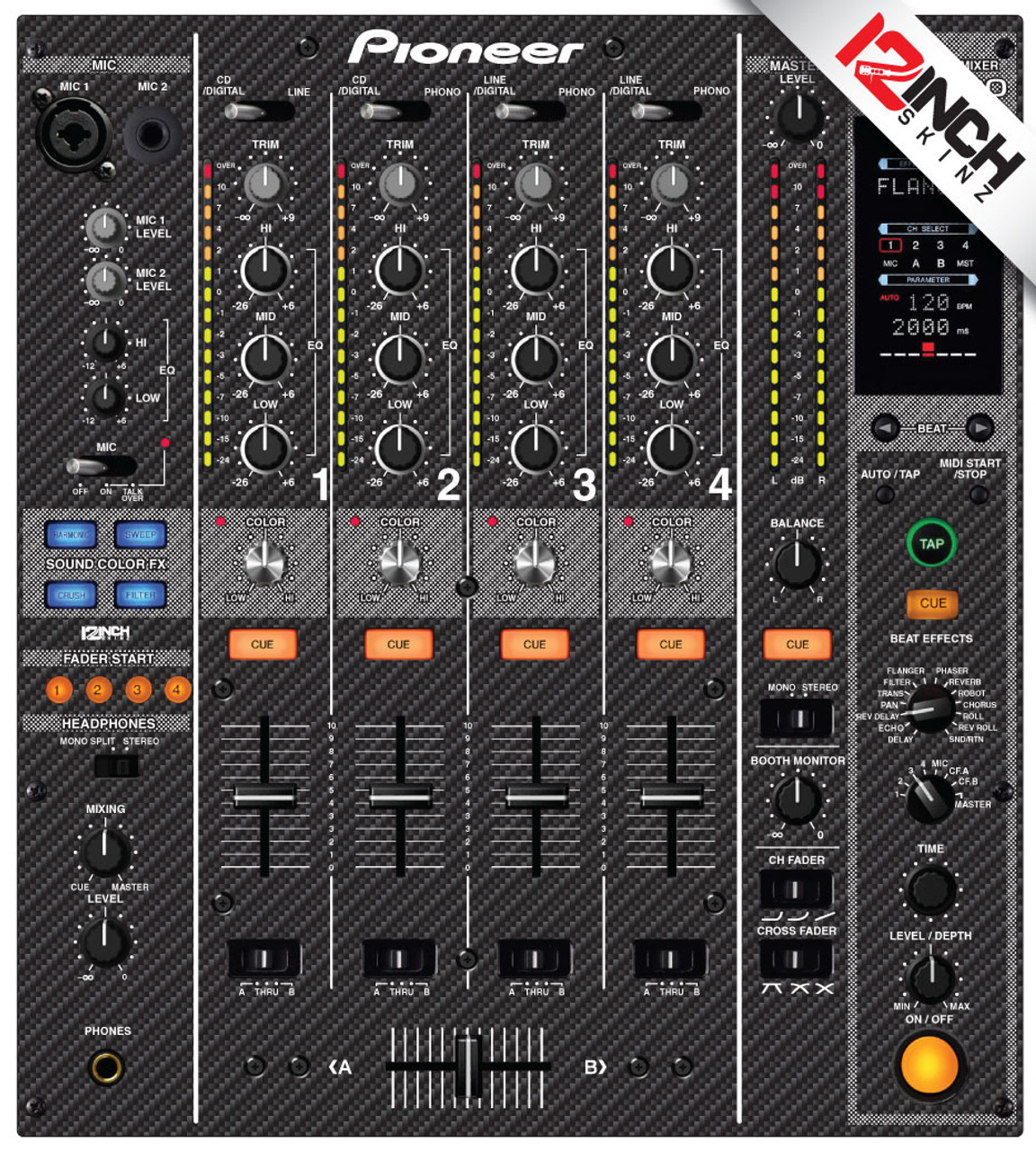 Pioneer DJM-800 Skinz - Carbon Fiber