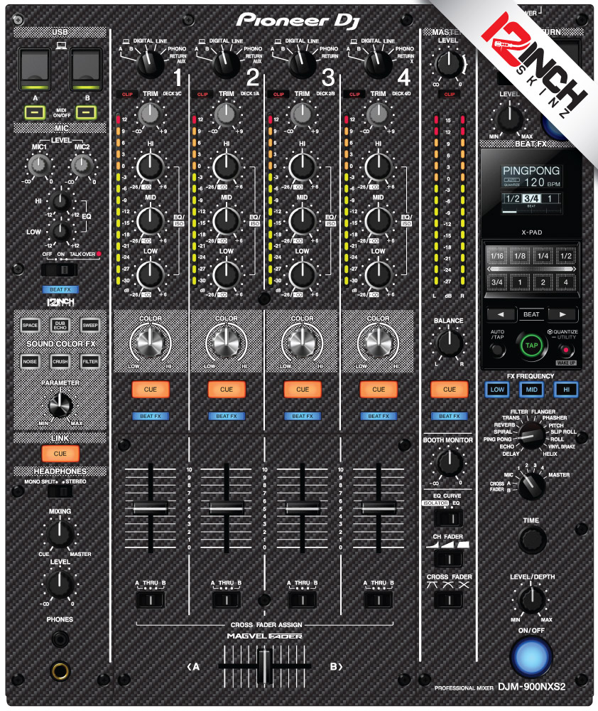 Pioneer DJM-900NXS2 Skinz - Carbon Fiber - 12inchSkinz