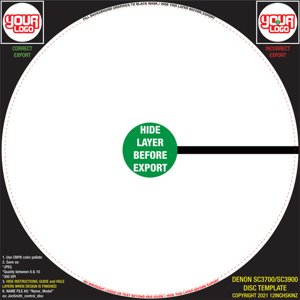 Control Disc OEM (SINGLE) for Denon SC3700/SC3900 CUSTOM 12inchSkinz