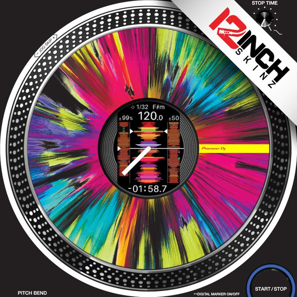 Pioneer REV7 GLOSS Platter Skinz ADHESIVE (PAIR) - GLOW - 12inchSkinz