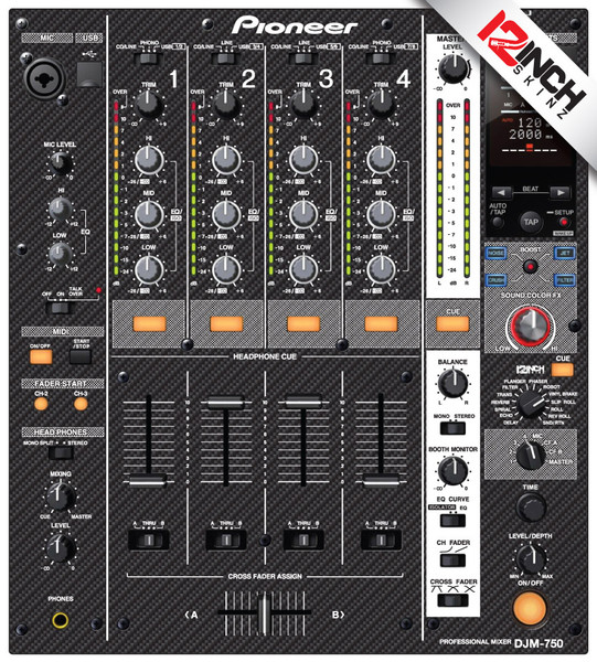 Pioneer DJM-750 Skinz - Carbon Fiber