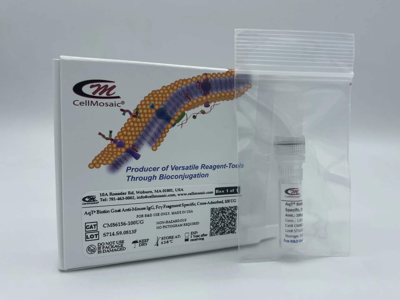 CM86156 AqT® Biotin Goat Anti-Mouse IgG, Fcγ Fragment Specific, Cross-Adsorbed Packaging