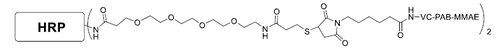 Chemical structure of HRP-MMAE (1:2) Conjugate (Horseradish peroxidase-monomethyl auristatin E, 1:2)