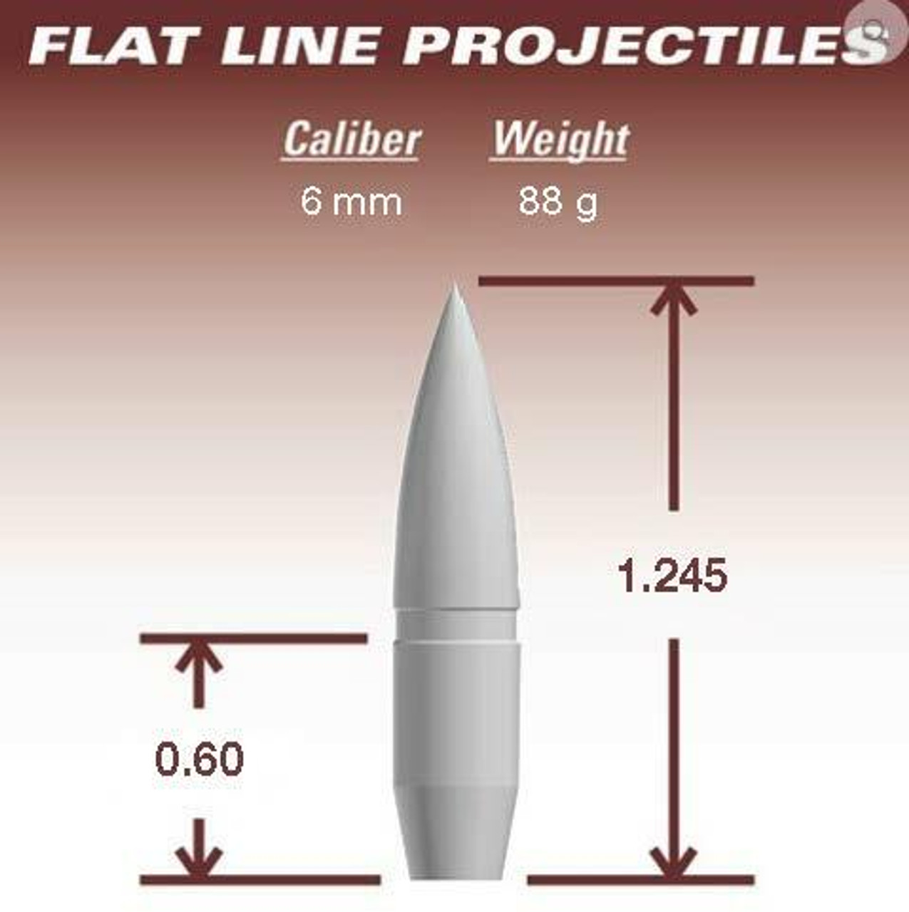 Warner Tool - 6mm 88gr Flat Line Projectiles - 100 ct