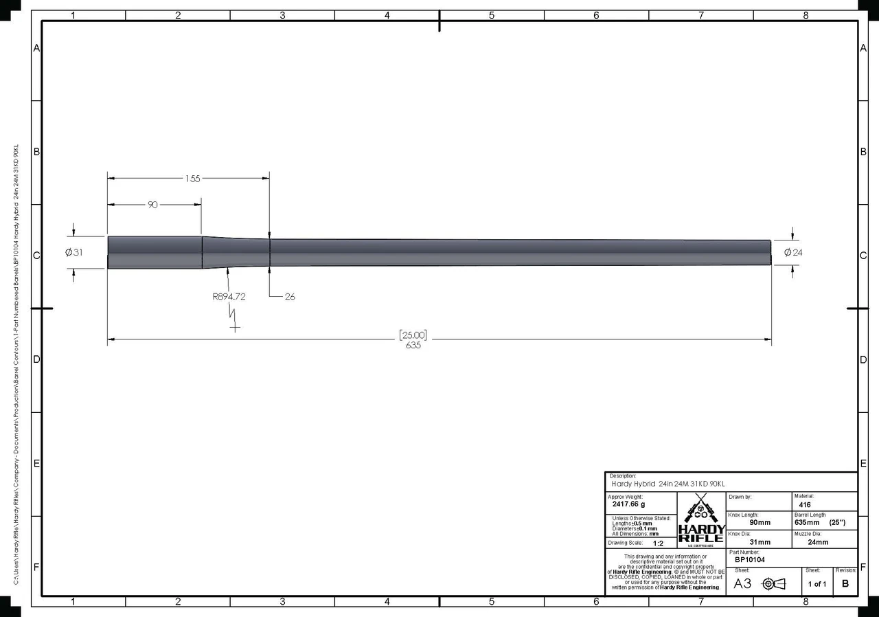 Hardy Rifle Engineering Steel 22 rimfire 16T 24"
