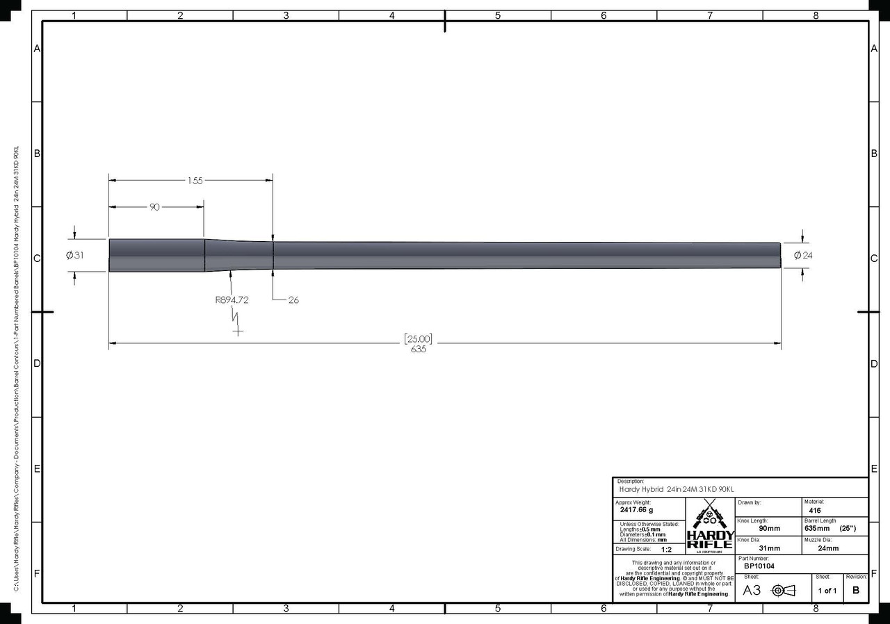 Hardy Rifle Engineering Steel 6mm 7T 28" blank