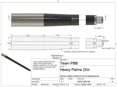 Preferred barrels BAT 7PRC 24" carbon prefit 5/8-24 8T