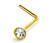 2 mm Gold Plated Sterling Silver Clear Color Nose Pin