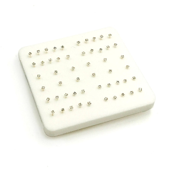 2 mm Sterling Silver Prong Set Clear Color Nose Pin (52 pc box)