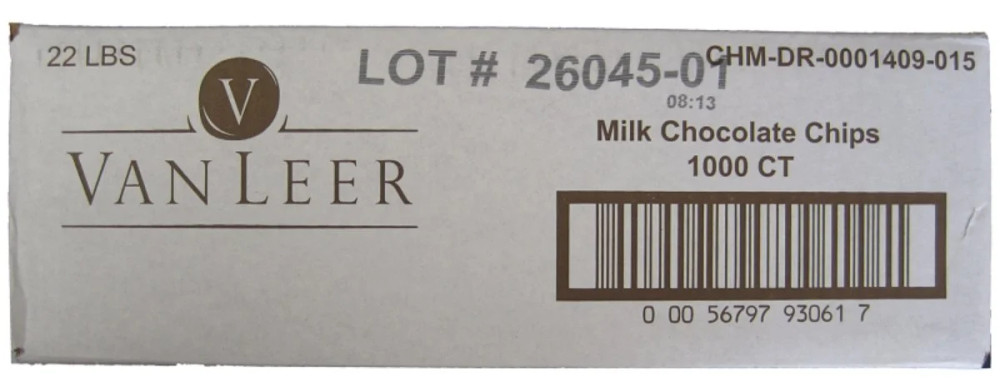 Vanleer Milk Chocolate Chips 1000 Count 22 Lbs.