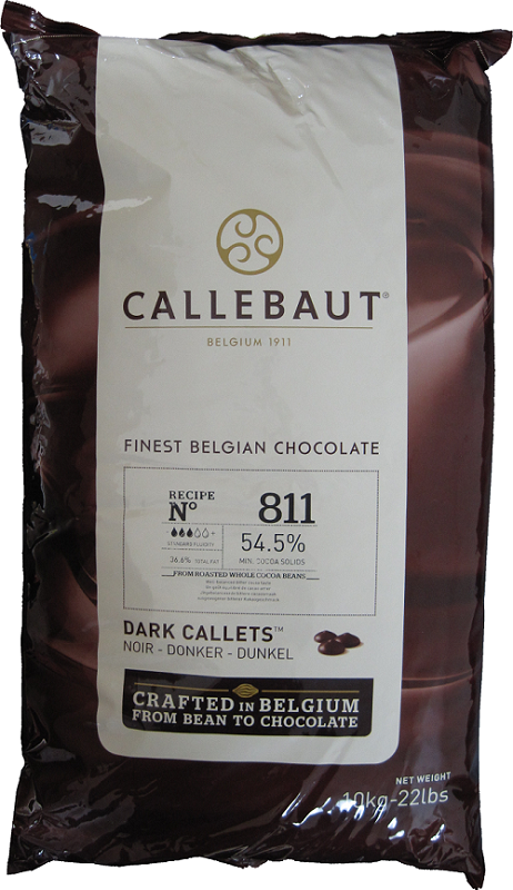 Callebaut 811 54.5% Dark Chocolate Callets 22 Lbs.