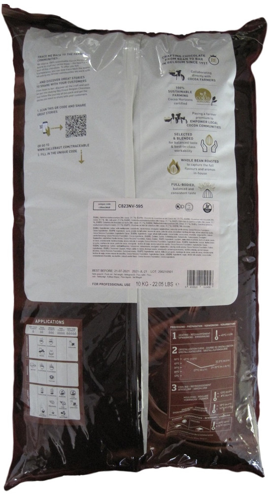 Callebaut C823 31.7% Milk Chocolate Callets 22 Lbs.