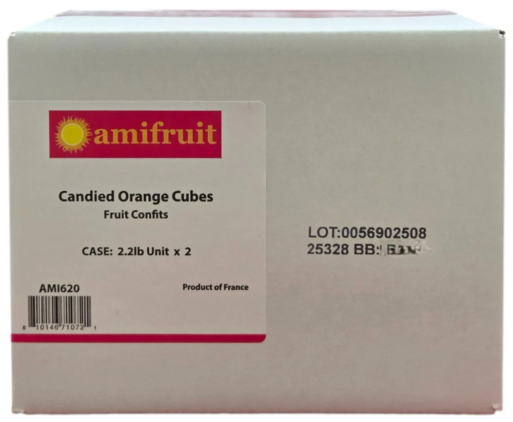 Amifruit Candied Orange Cubes for Chocolate and Pastry Use.