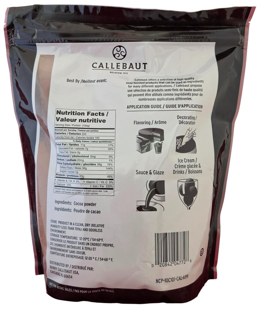 Callebaut Natural Cocoa Powder for Gelato, Baking and Pastry Use.