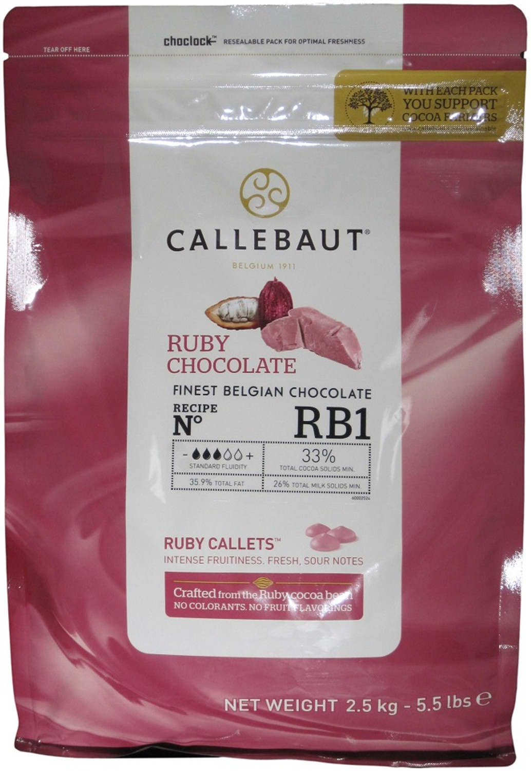 Callebaut Ruby Chocolate RB1 33% 1 lb - Pastry Depot