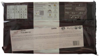 Back of Callebaut 70-30-38 dark chocolate block wrapper, 11 lbs, showing the ingredient panel, nutrition information, and storage guidance.