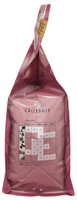 Opposite side of Callebaut Ruby RB2 chocolate callets bag, 5.5 lbs, showing the bag gusset with Callebaut branding.