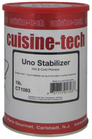 Front of Cuisine Tech Uno stabilizer cylinder, 1 lb size, displaying the red and white label with hot and cold process branding.