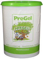 Front of PreGel Prontociocc sweetened chocolate gelato flavoring paste bucket, 13.2 lb size, showing the brown product label and Italian branding.