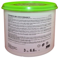 Back of PreGel Coriandolina white chocolate hard shell coating bucket, 6.6 lb size, showing the ingredient panel, nutrition information, and usage instructions in multiple languages.