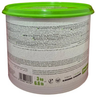 Side panel of PreGel Passion Fruit Fortefrutto gelato flavoring paste bucket, showing additional product information, allergen statement, and batch details.