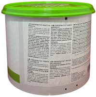 Side panel of PreGel Forest Berries Fortefrutto gelato flavoring paste bucket, showing the ingredient list, allergen information, and product details.