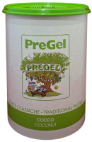 Front of PreGel Coconut gelato flavoring paste bucket, 11 lb size, showing the product label and PreGel branding for the coconut flavor.