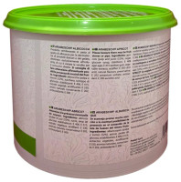 Side panel of PreGel Apricot Arabeschi bucket, 6.6 lb size, showing product information and storage guidance.