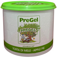 Front of PreGel Apple Pie Arabeschi bucket, 6.6 lb size, showing the product label and Italian branding.