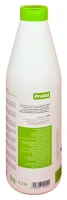 Second side panel of PreGel chocolate dessert topping bottle, showing usage guidance and storage details in multiple languages.