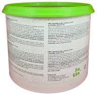 Side of PreGel Coriandolina Lancillotto caramel biscotto hard shell coating bucket, showing the ingredient panel and nutrition information.