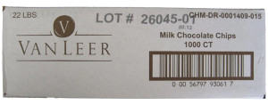 Vanleer Milk Chocolate Chips 1000 Count 22 Lbs.