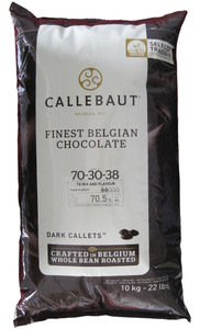 Callebaut 70-30-38 70.5% Dark Chocolate Callets 22 Lbs.