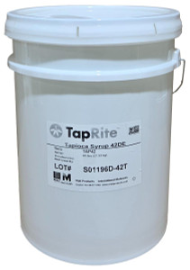 Front of Malt Products TapRite 42 DE tapioca syrup pail, 60 lb size, displaying the company label and Non-GMO Project Verified mark.